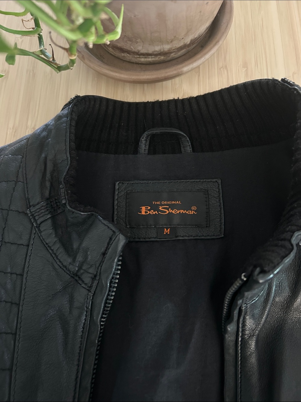 Ben Sherman Black Leather Bomber Jacket